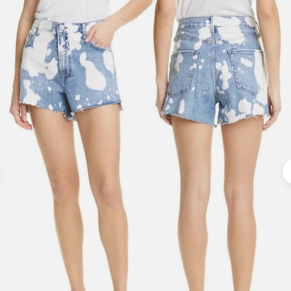 Frame Women's Shorts Frame Le Ultra Baggy Jean Short 24 Blue Raw Stagger Bleach